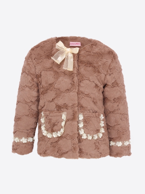 

CUTECUMBER Girls Brown Printed Tailored Jacket