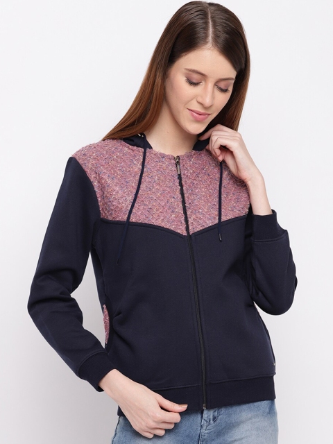 

Miss Grace Women Navy Blue Colourblocked Sweatshirt