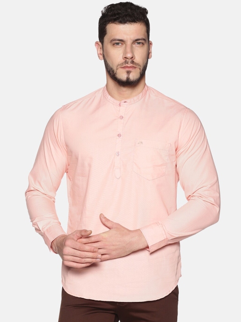 

Chennis Men Peach-Coloured Solid Straight Kurta