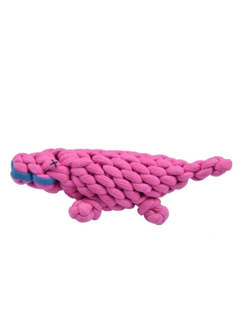 

Poochles Pink Crocodile Shaped Dog Rope Toy