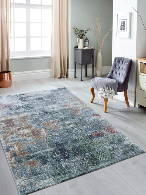 

OBSESSIONS Blue & White Contemporary Pattern Anti-Skid Carpet