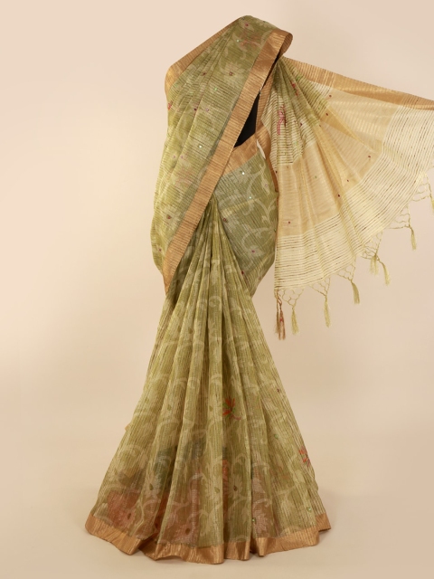 

Pothys Green Printed Tissue Saree