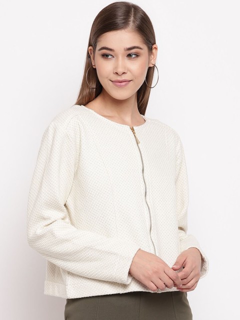

Miss Grace Women Off-White Solid Sweatshirt