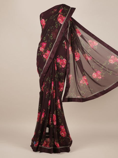 

Pothys Brown Printed Poly Chiffon Saree