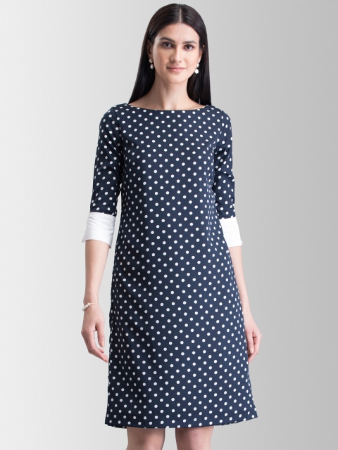 

FableStreet Women Navy Blue Printed Sheath Dress