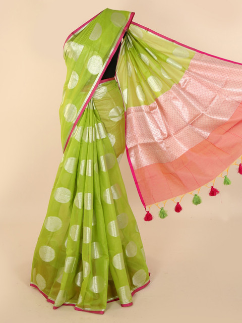 

Pothys Green Woven Design Cotton Blend Saree