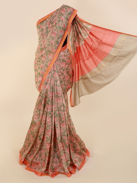 

Pothys Tan Printed Cotton Blend Saree