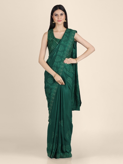 

KAJREE Green Pure Georgette Embroidered Mysore Saree