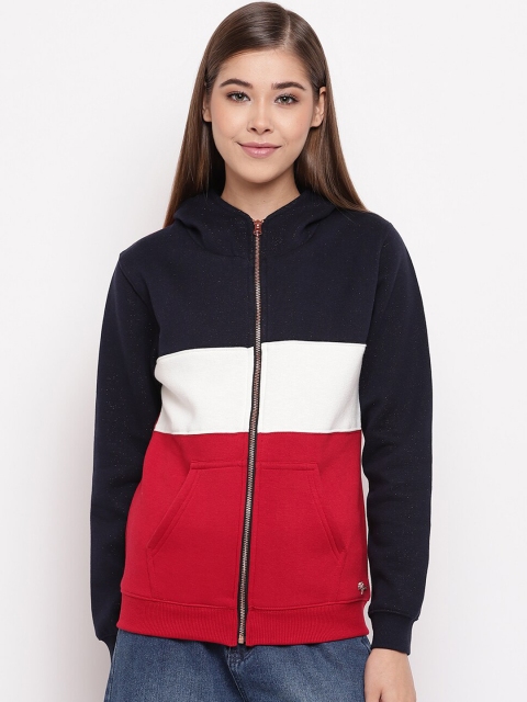 

Miss Grace Women Navy Blue & White Colourblocked Sweatshirt