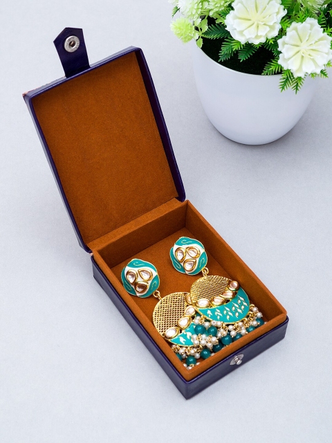 

Golden Peacock Blue & Pink Hand Painted Jewellery Organiser