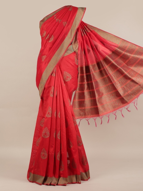 

Pothys Red Woven Design Jute Silk Saree