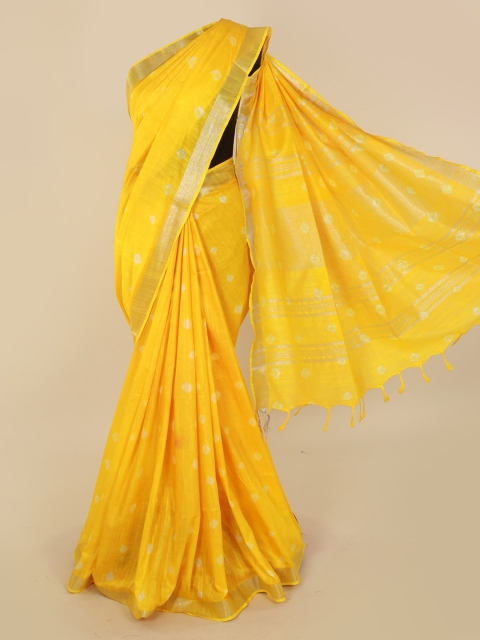 

Pothys Yellow Woven Design Linen Blend Saree