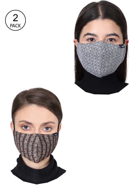 

Anekaant Unisex Pack Of 2 Woven Design 3-Ply Reusable Cloth Mask, Brown