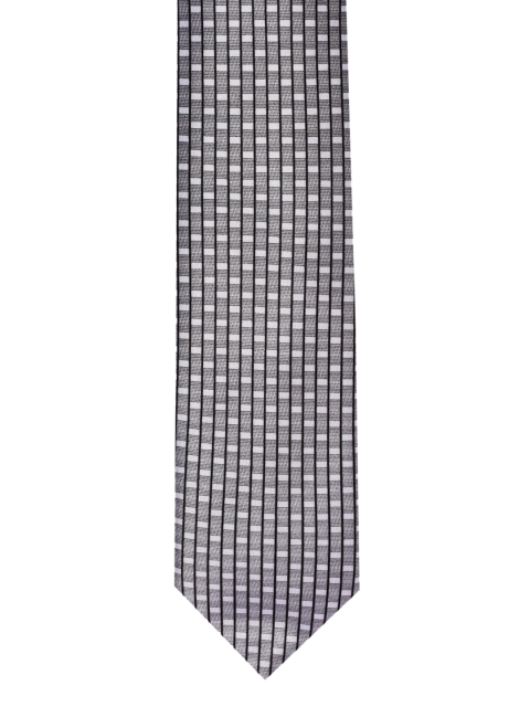 

BuckleUp Men Grey & White Printed Broad Tie