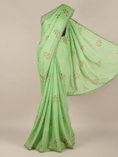 

Pothys Green Printed Poly Chiffon Saree