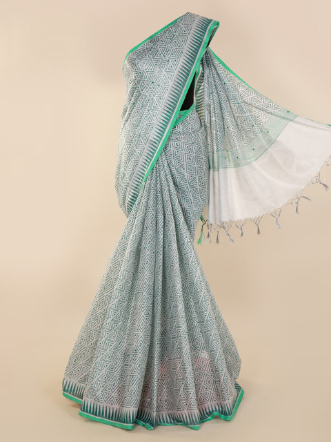 

Pothys Green Printed Tissue Saree