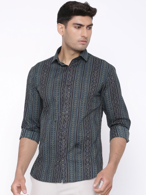

Tistabene Men Black & Blue Regular Fit Printed Casual Shirt