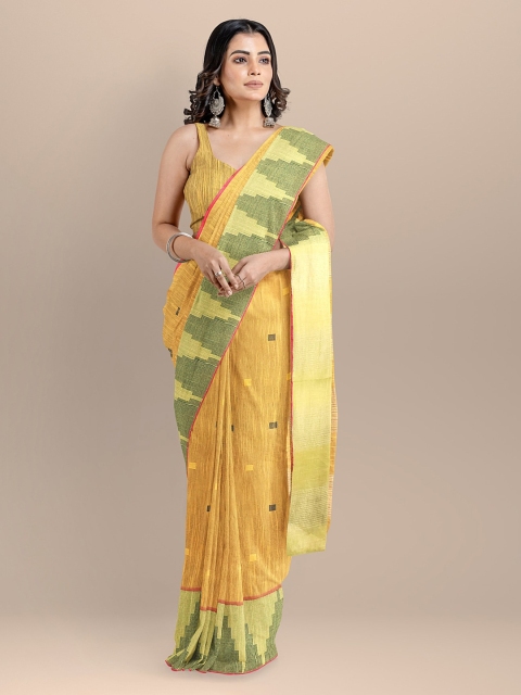 

BharatSthali Yellow Silk Cotton Woven Design Mangalagiri Handloom Sustainable Saree