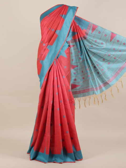 

Pothys Pink Printed Jute Silk Saree