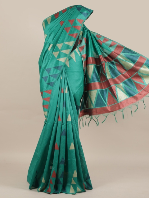 

Pothys Green Woven Design Jute Silk Saree