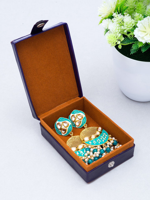 

Golden Peacock Women Purple & Orange Self Design Jewellery Organizer Box