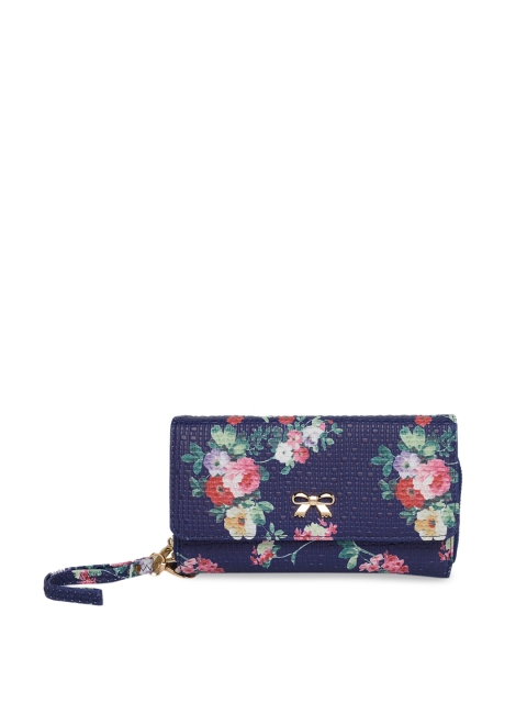 

Globus Women Navy Blue & Pink Printed Zip Around Wallet