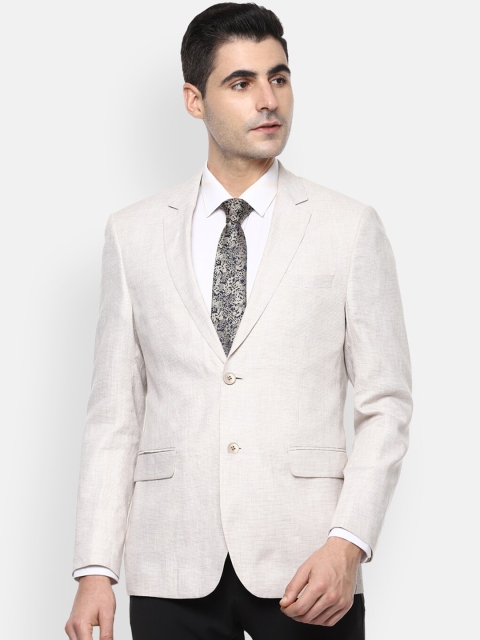 

Van Heusen Men Off-White Self-Design Slim-Fit Single-Breasted Formal Blazer