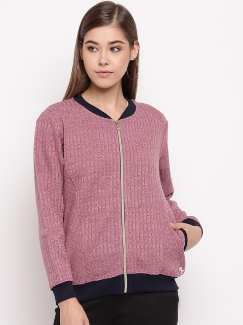 

Miss Grace Women Pink Self Design Sweatshirt