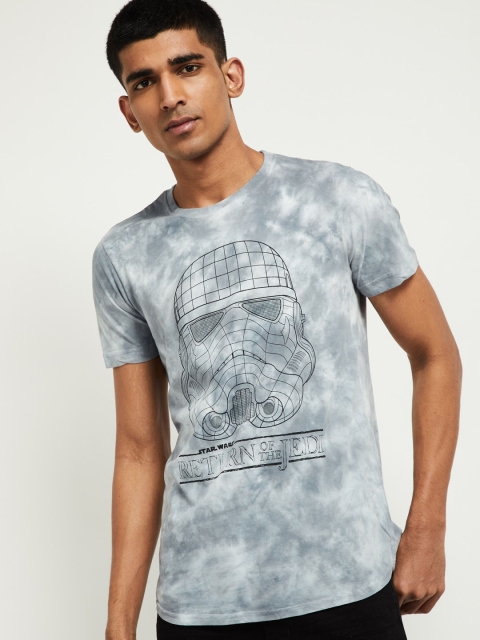 

max Men White Dyed Round Neck Pure Cotton T-shirt