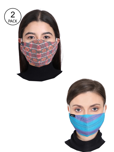 

Anekaant Unisex Pack Of 2 Woven Design 3-Ply Reusable Cloth Masks, Black