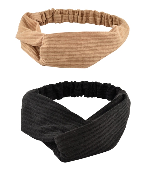 

ToniQ Women Set Of 2 Striped Hairbands, Black