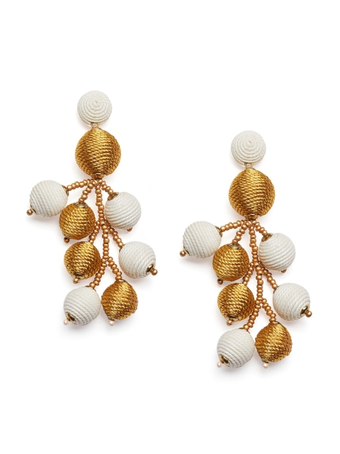 

Foxy Sperks Gold-Toned & White Geometric Drop Earrings