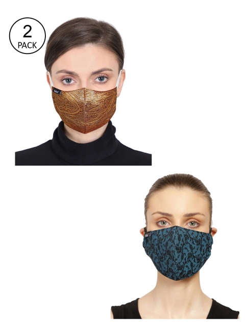 

Anekaant Unisex Pack Of 2 Paisley Print 3-Ply Reusable Cloth Mask, Brown