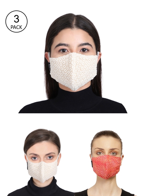 

Anekaant Unisex Pack Of 3 3-Ply Reusable Outdoor Face Masks, Cream