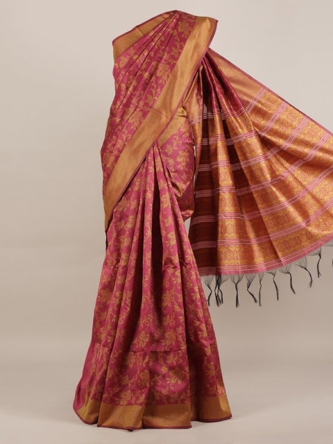 

Pothys Pink Woven Design Jute Silk Saree with Jhalar Pallu