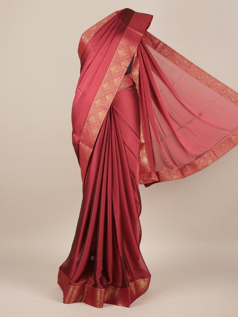 

Pothys Magenta Solid Poly Chiffon Saree