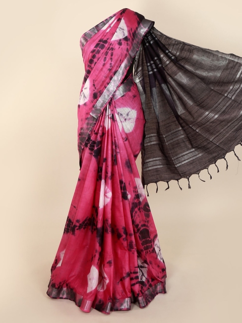 

Pothys Pink Dyed Linen Blend Saree
