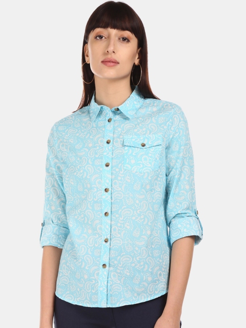 

Cherokee Women Blue Regular Fit Printed Casual Shirt
