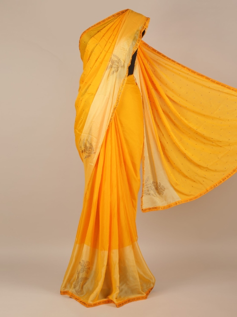 

Pothys Yellow Embellished Poly Chiffon Saree