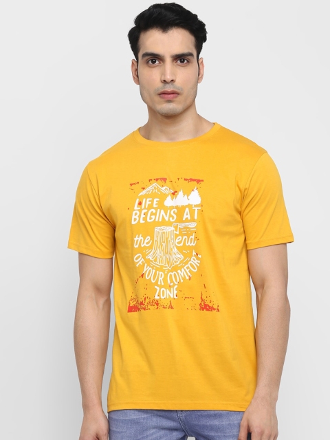 

Routeen Men Yellow Printed Round Neck T-shirt