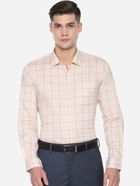 

Van Heusen Men Beige & White Slim Fit Checked Casual Shirt