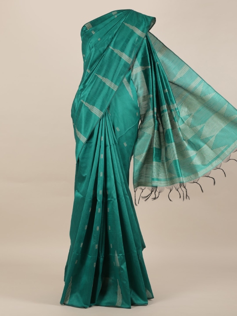 

Pothys Green Woven Design Jute Silk Saree with Jhalar Pallu
