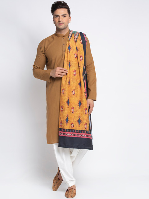 

MAXENCE Men Yellow & Pink Printed Shawl