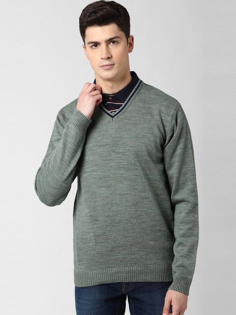 

Peter England Casuals Men Olive Green Solid Pullover Sweater