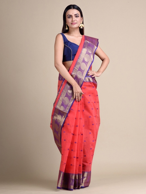 

Mitera Coral Pure Cotton Woven Design Taant Saree