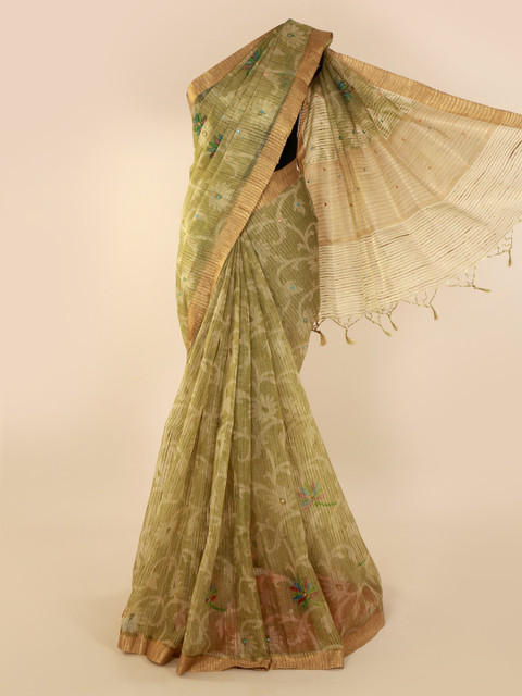 

Pothys Green Woven Design Tissue Saree