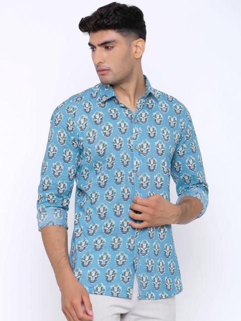 Tistabene Men Blue Regular Fit Printed Casual Shirt
