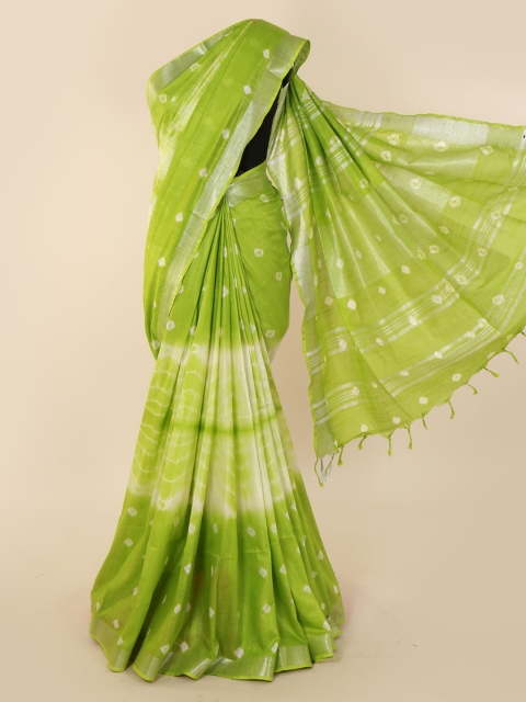 

Pothys Green Dyed Linen Blend Saree