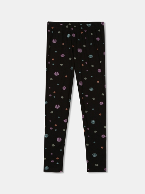 

Cherokee Girls Black & Pink Printed Ankle-Length Leggings