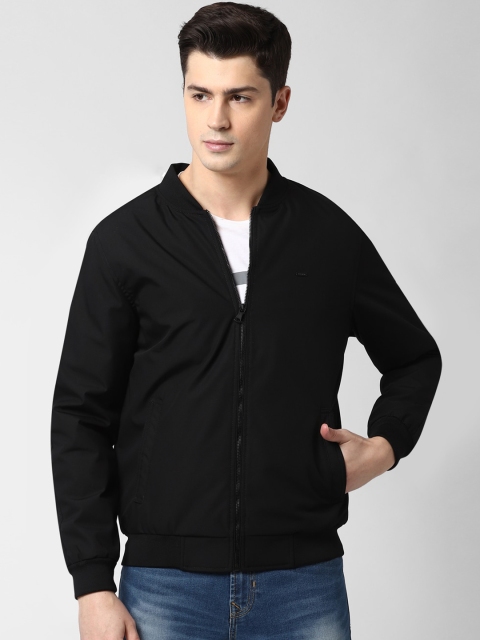 

Peter England Casuals Men Black Solid Bomber Jacket